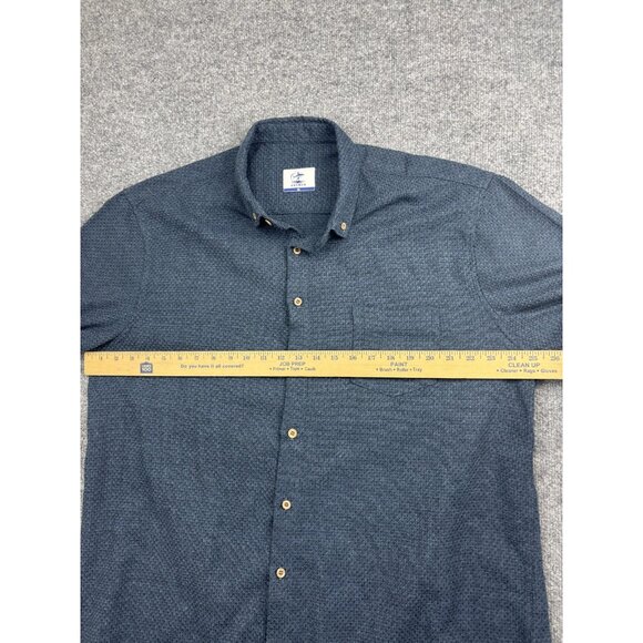 OROMEN Shirt Mens 2XL Blue Short Sleeve Button Down Cotton Textured Pocket Woven - Picture 4 of 6